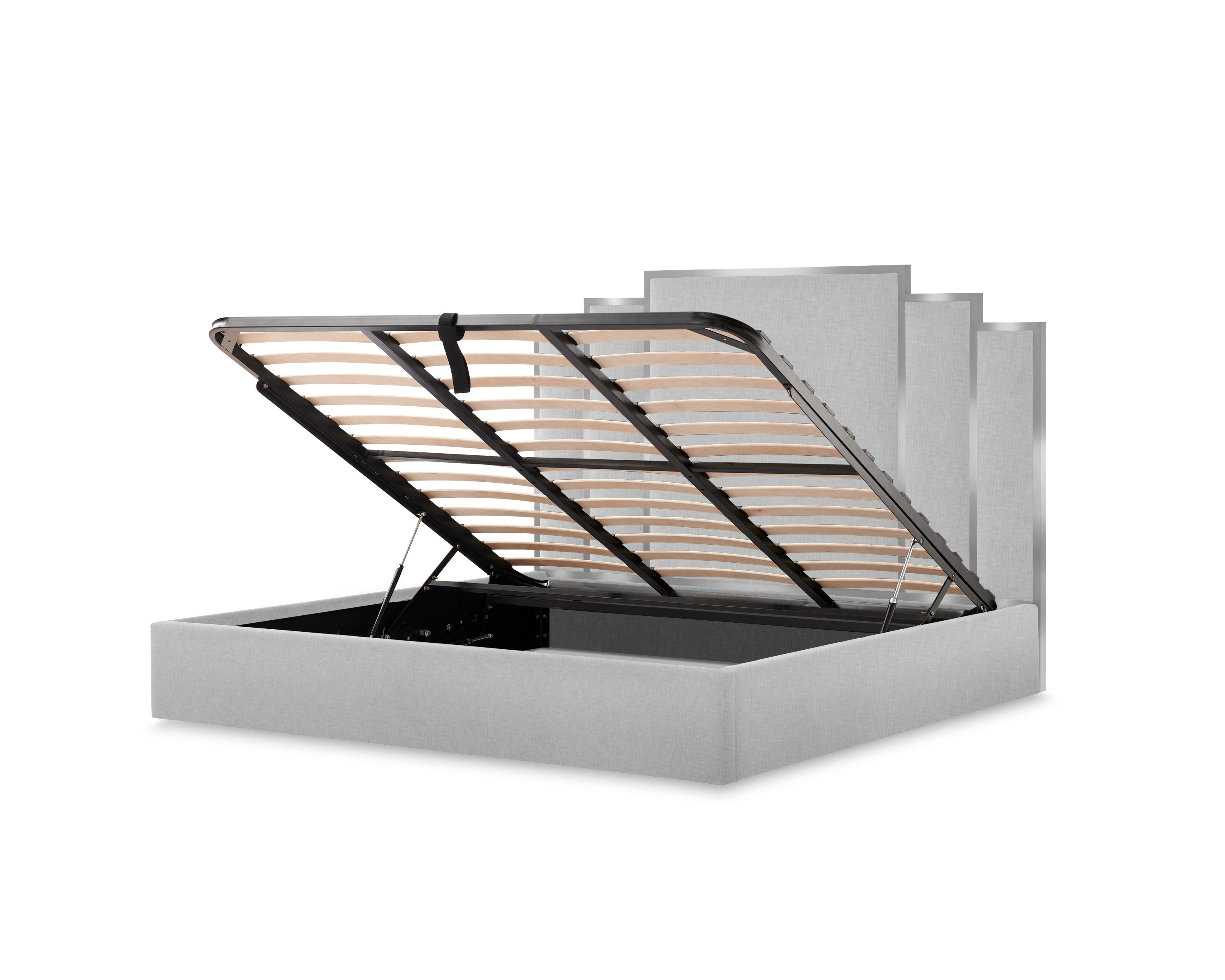 Michael Amini Tulip King Lift Up Storage Bed - Gray