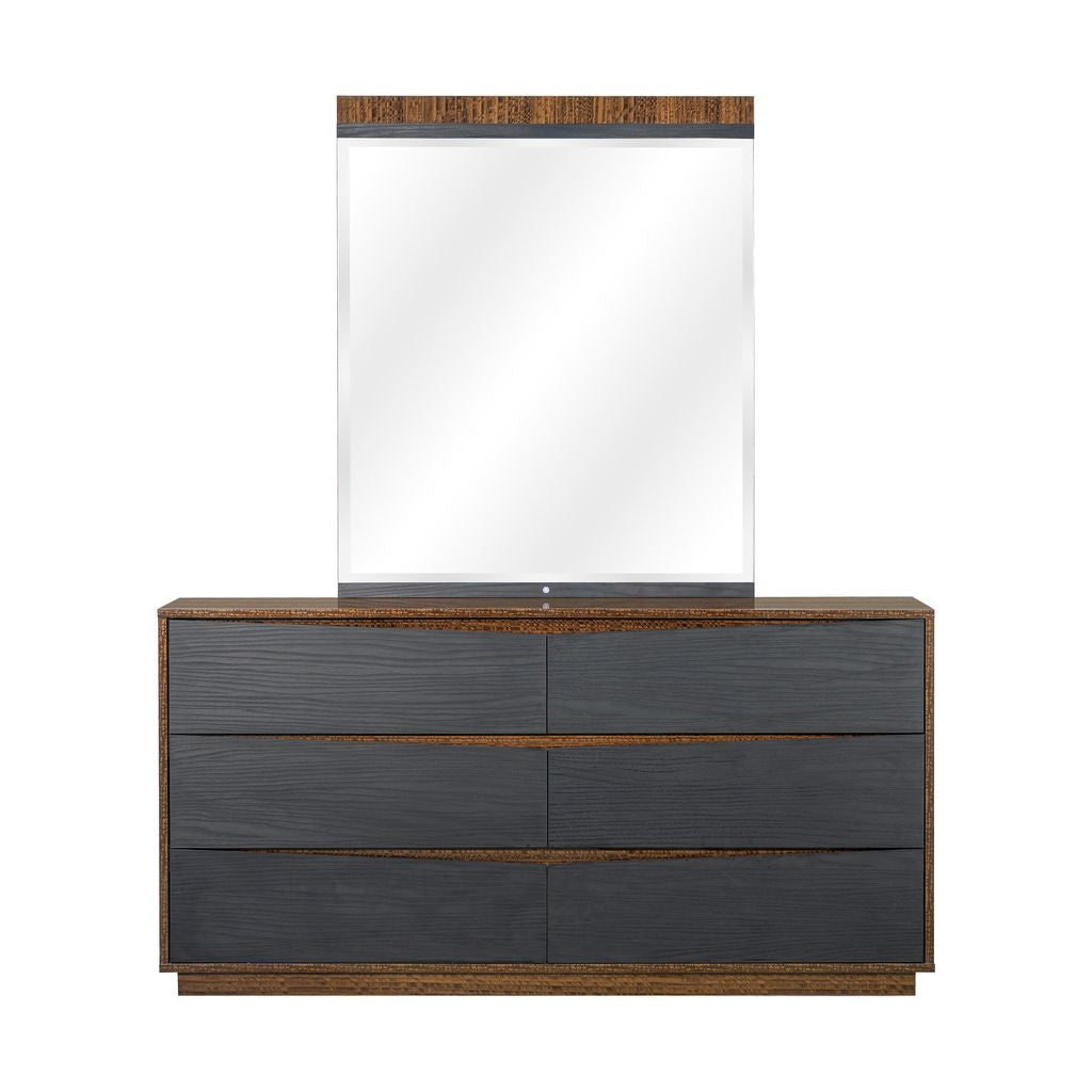 Michael Amini Kayner Dresser with Mirror - Charcoal