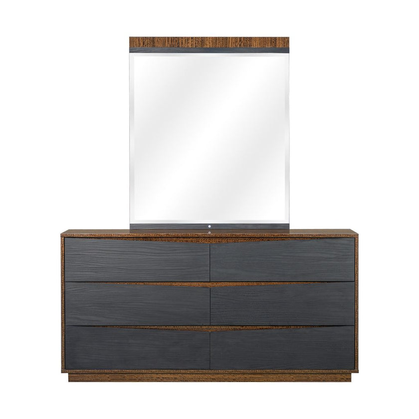 Michael Amini Kayner Dresser with Mirror - Charcoal