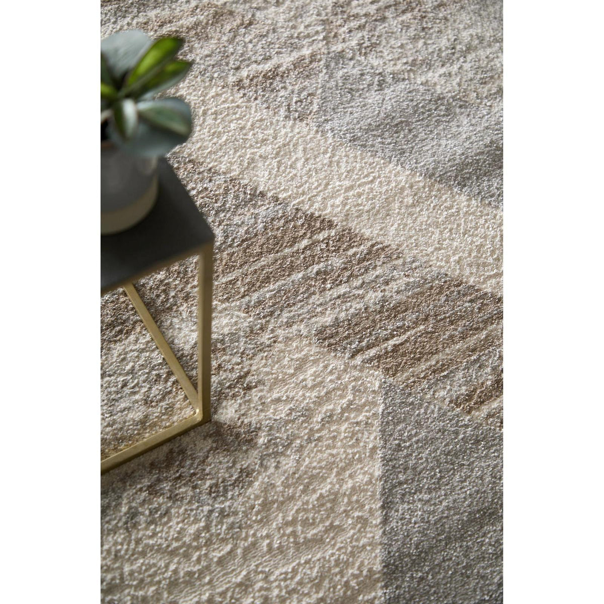 Feizy Vancouver 39NRF Modern Geometric Rug in Tan/Brown/Ivory