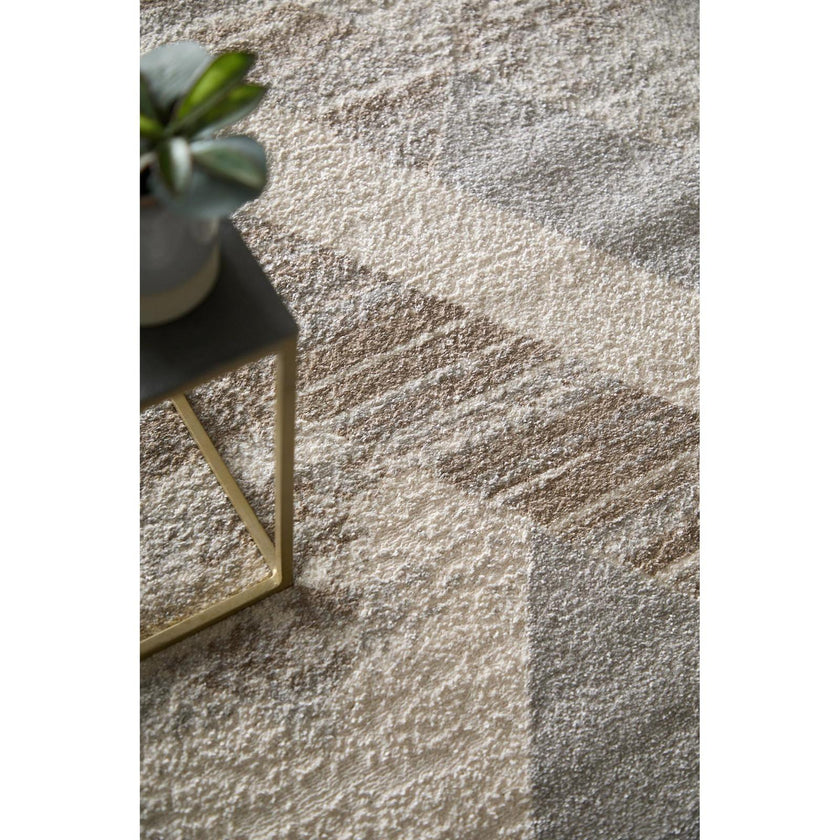 Feizy Vancouver 39NRF Modern Geometric Rug in Tan/Brown/Ivory