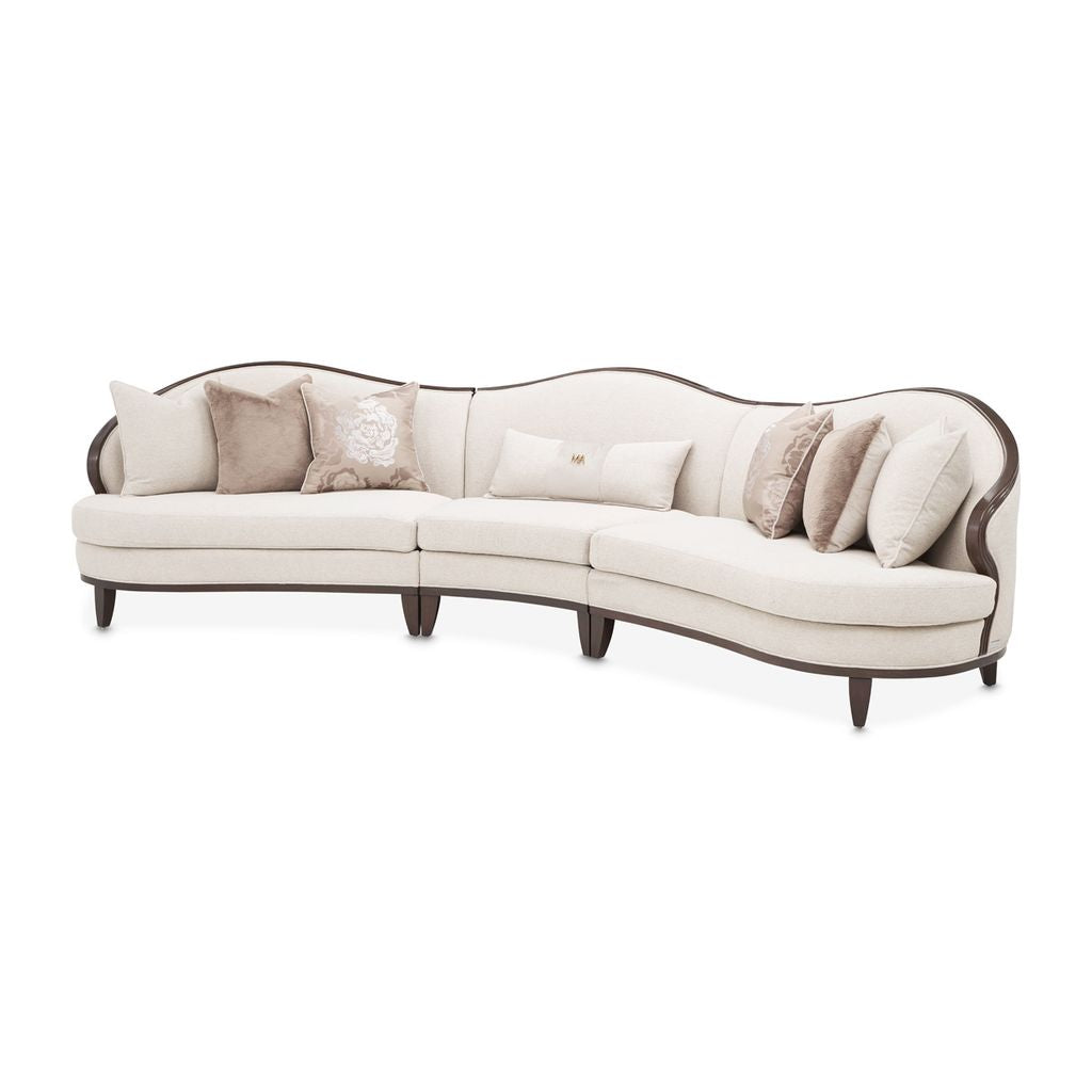 Michael Amini Camellia Field 3-Piece Chenille Sofa - Linen/Warm Pecan