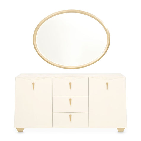 Michael Amini Fantosini Sideboard with Mirror - Creamy Pearl