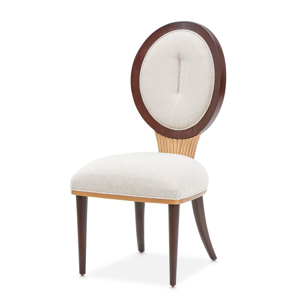 Michael Amini Camellia Field Dining Side Chair - Linen/Warm Pecan - Set of 2