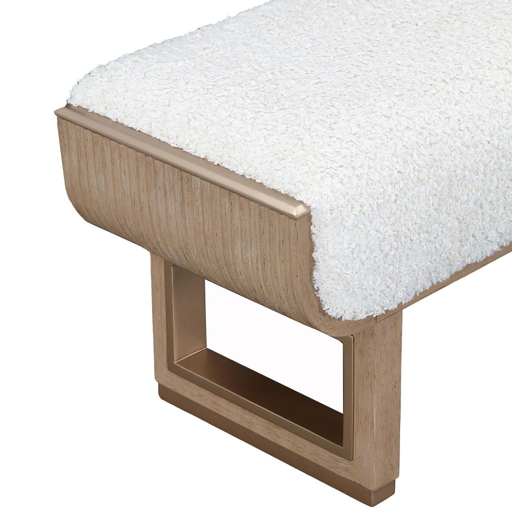 Michael Amini West Kensington Accent Bench - Sea Salt Caramel