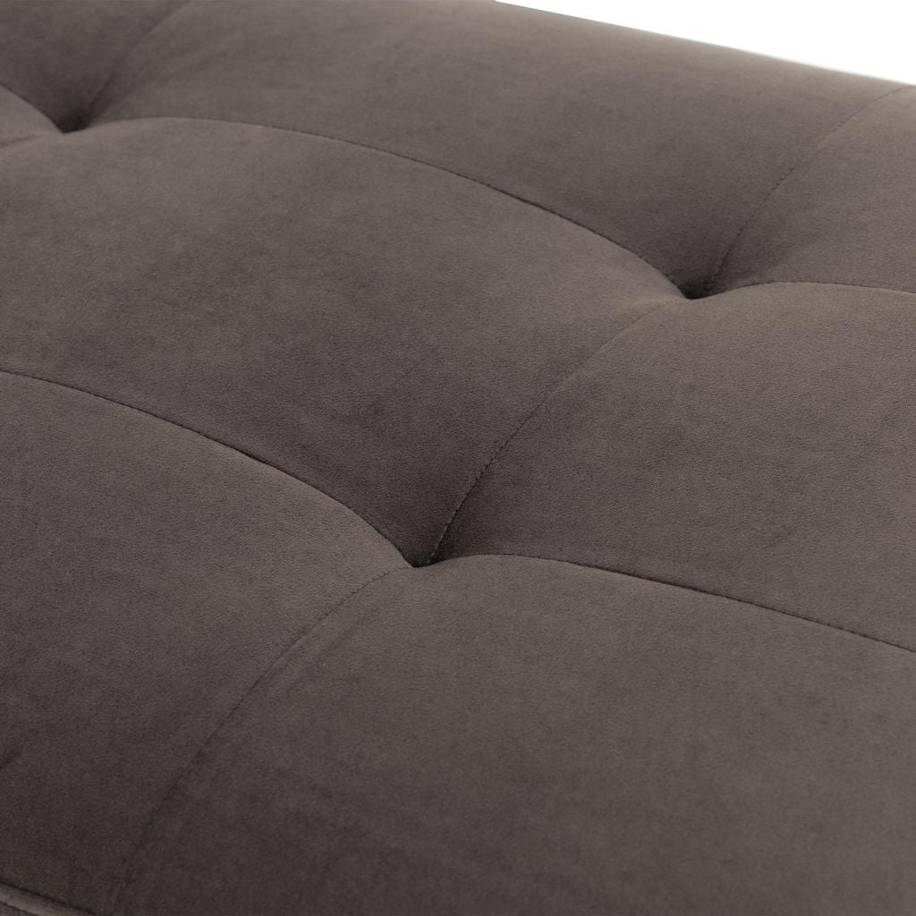 Michael Amini Dahlia Velvet Accent Bench - Chocolate/Gold