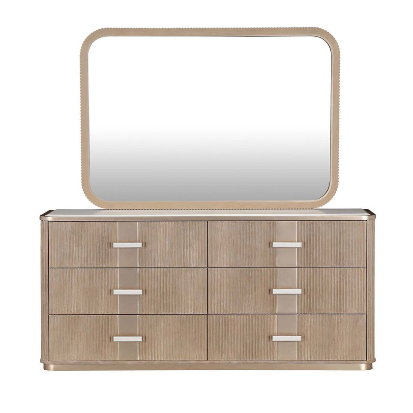 Michael Amini West Kensington Dresser & Wall Mirror - Sea Salt Caramel