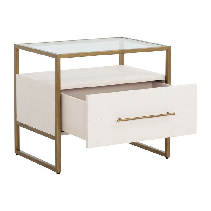 Sunpan Venice Nightstand - Oyster Shagreen