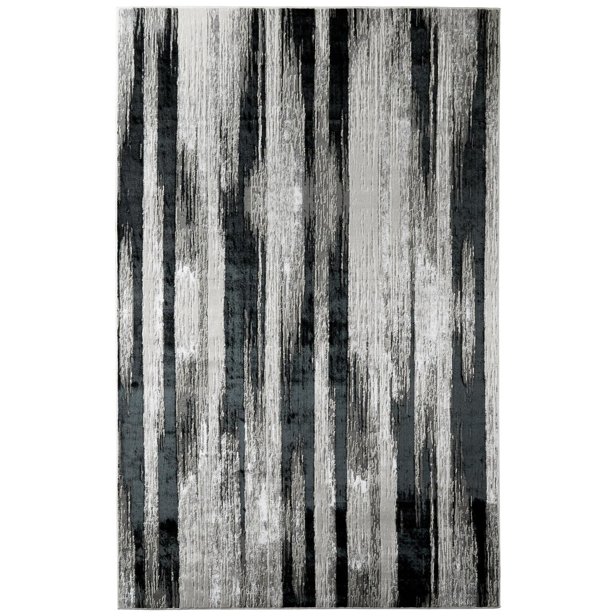 Feizy Micah 3338F Modern Abstract Rug in Black/Silver/Gray