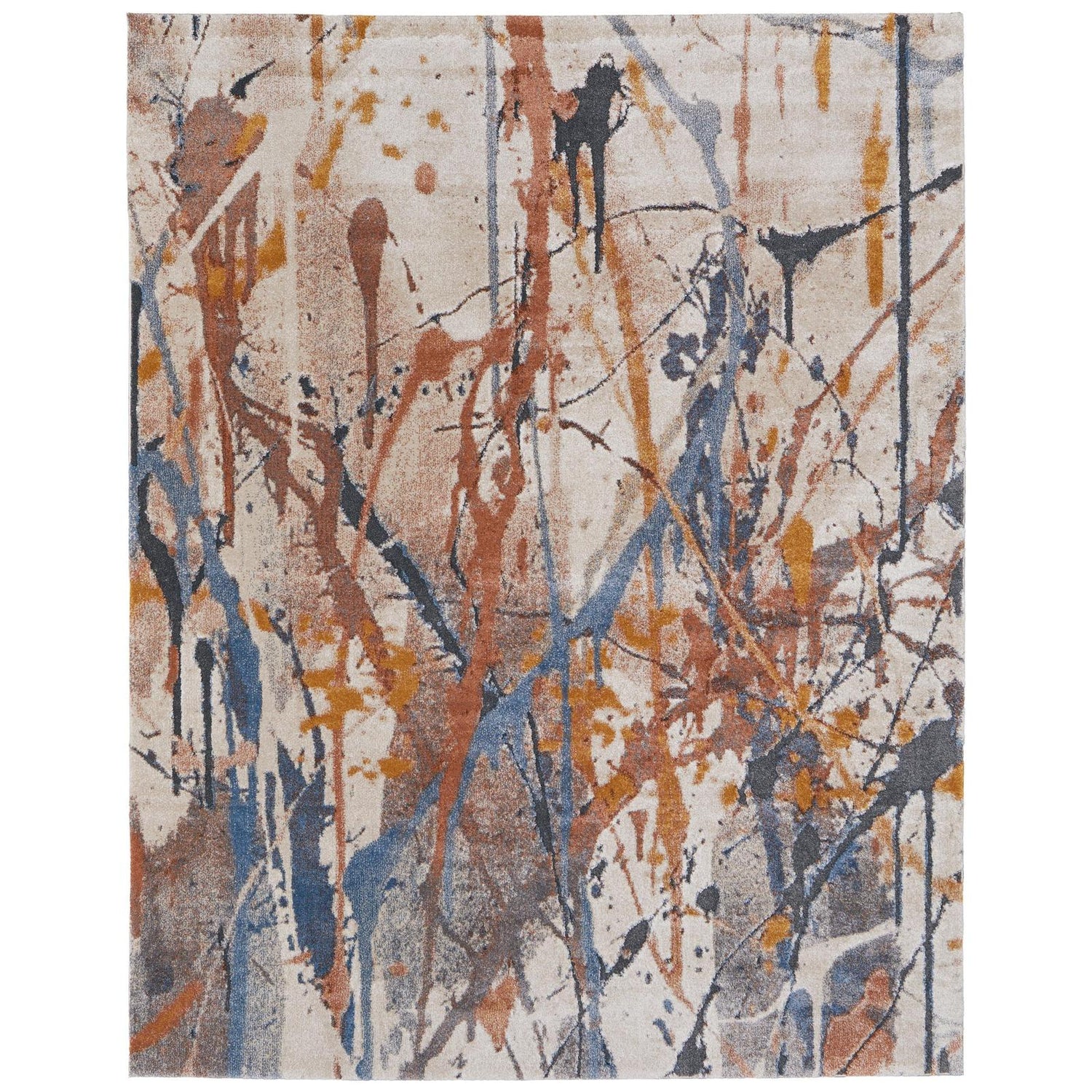 Feizy Gilmore 39MPF Modern Watercolor Rug in Blue/Orange/Gray