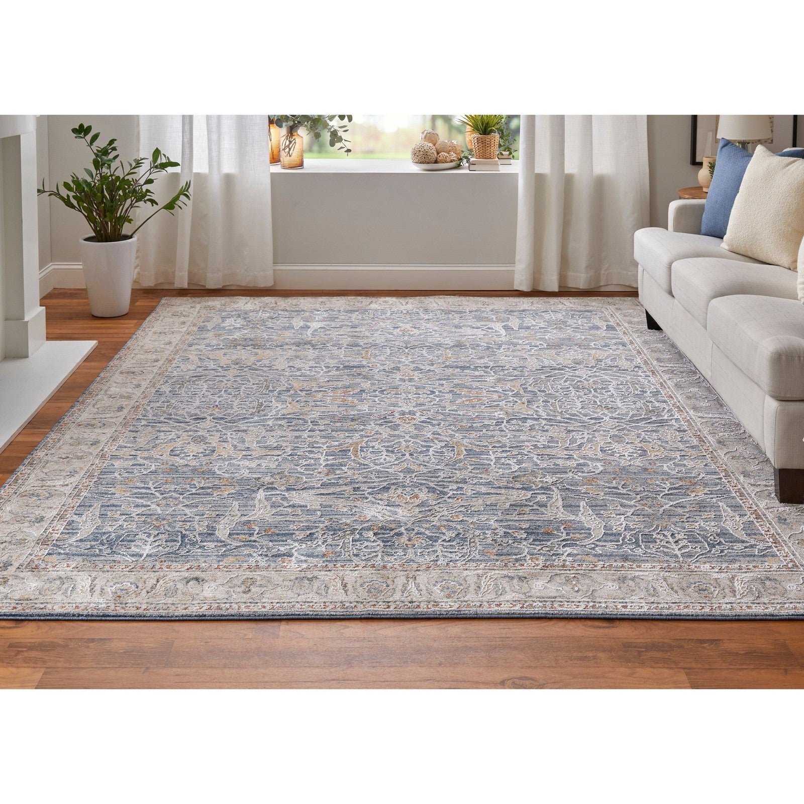 Feizy Pasha 39M4F Transitional Ikat in Blue/Taupe/Ivory