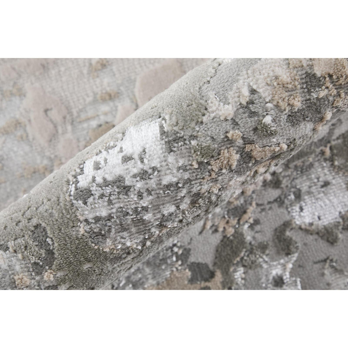 Feizy Micah 3336F Modern Abstract Rug in Silver/Gray/White