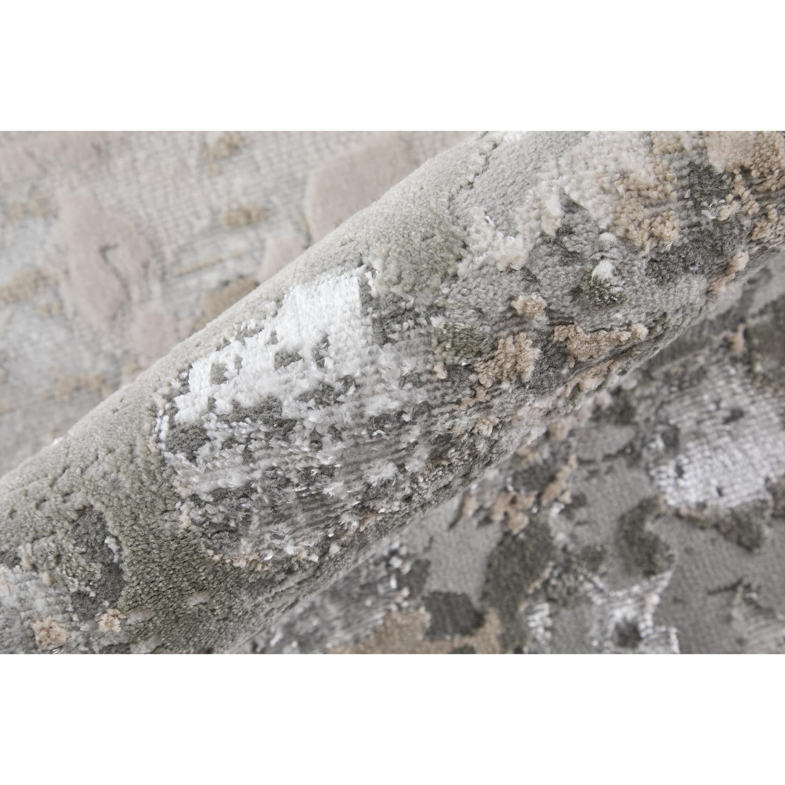 Feizy Micah 3336F Modern Abstract Rug in Silver/Gray/White