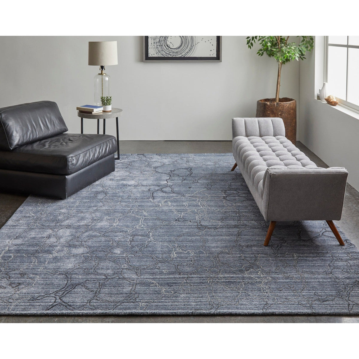 Feizy Whitton 8892F Modern Abstract Rug in Gray/Blue