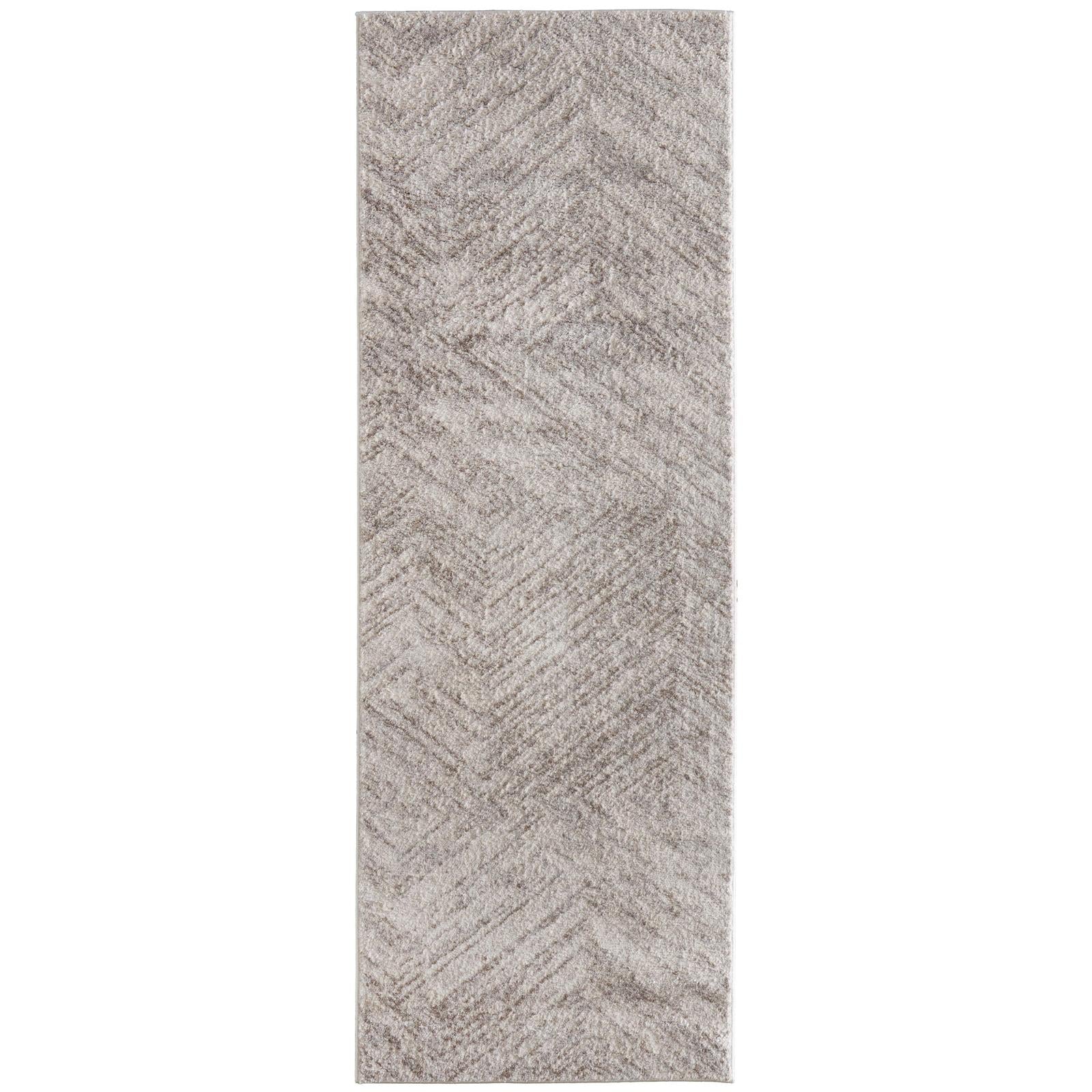 Feizy Vancouver 39NPF Modern Geometric Rug in Ivory/Tan/Brown