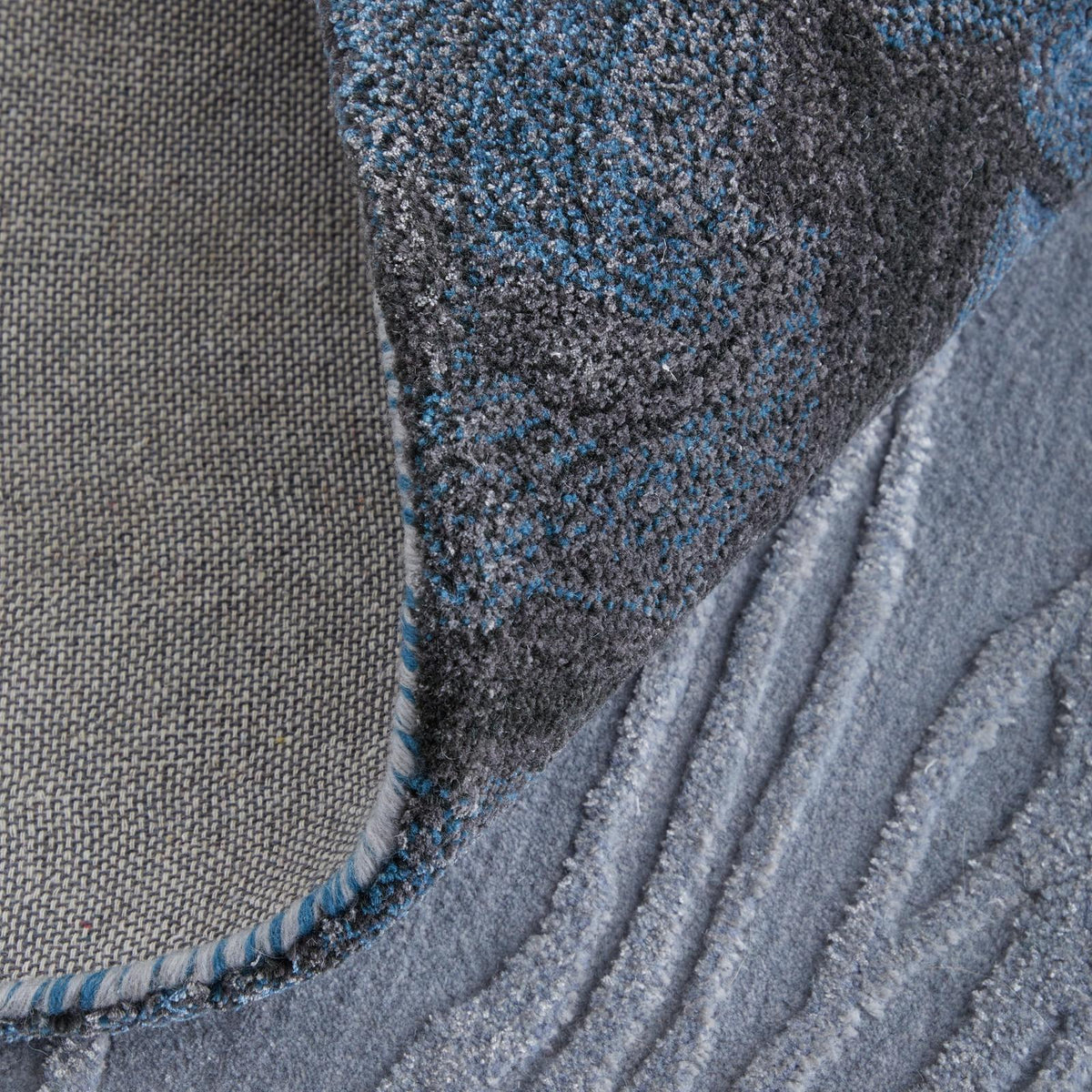 Feizy Kawai 8983F Modern Abstract Rug in Blue/Black/Gray