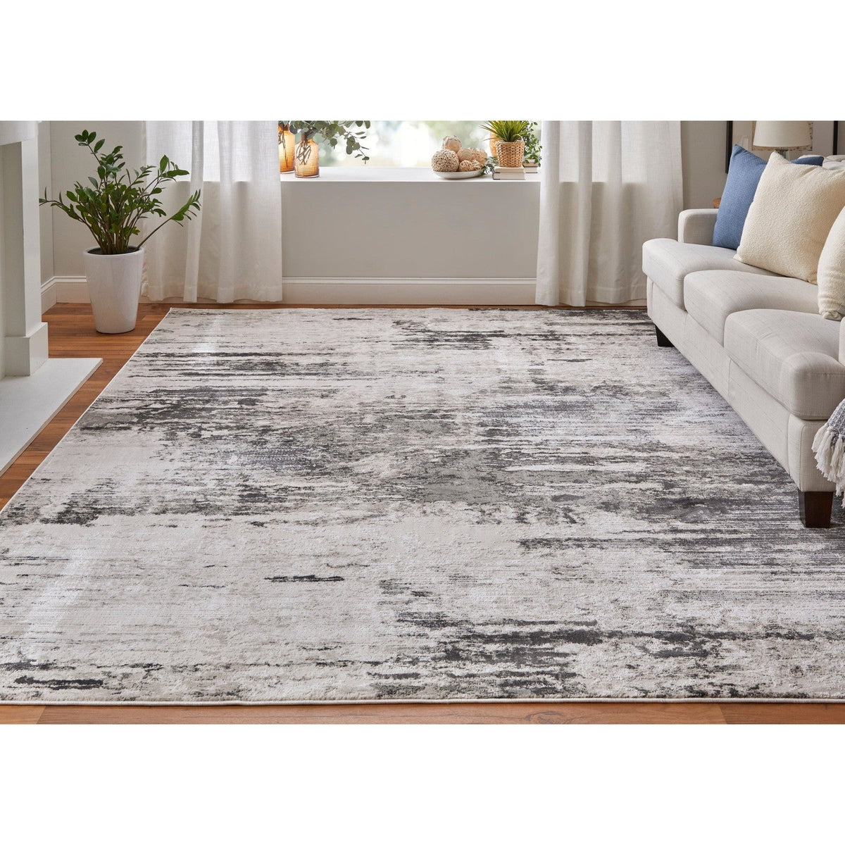 Feizy Prasad 39N9F Modern Abstract in Ivory/Gray/Taupe