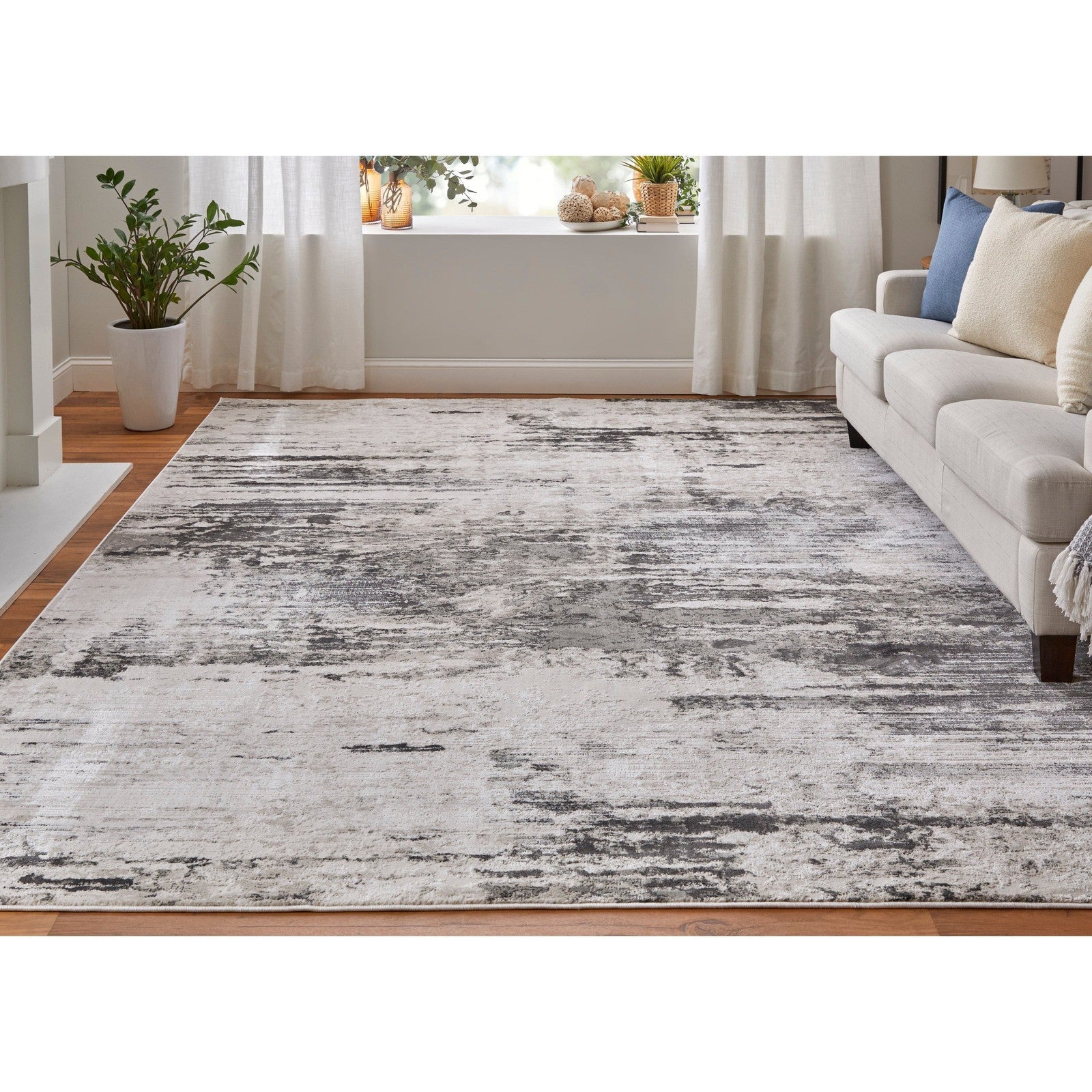 Feizy Prasad 39N9F Modern Abstract in Ivory/Gray/Taupe