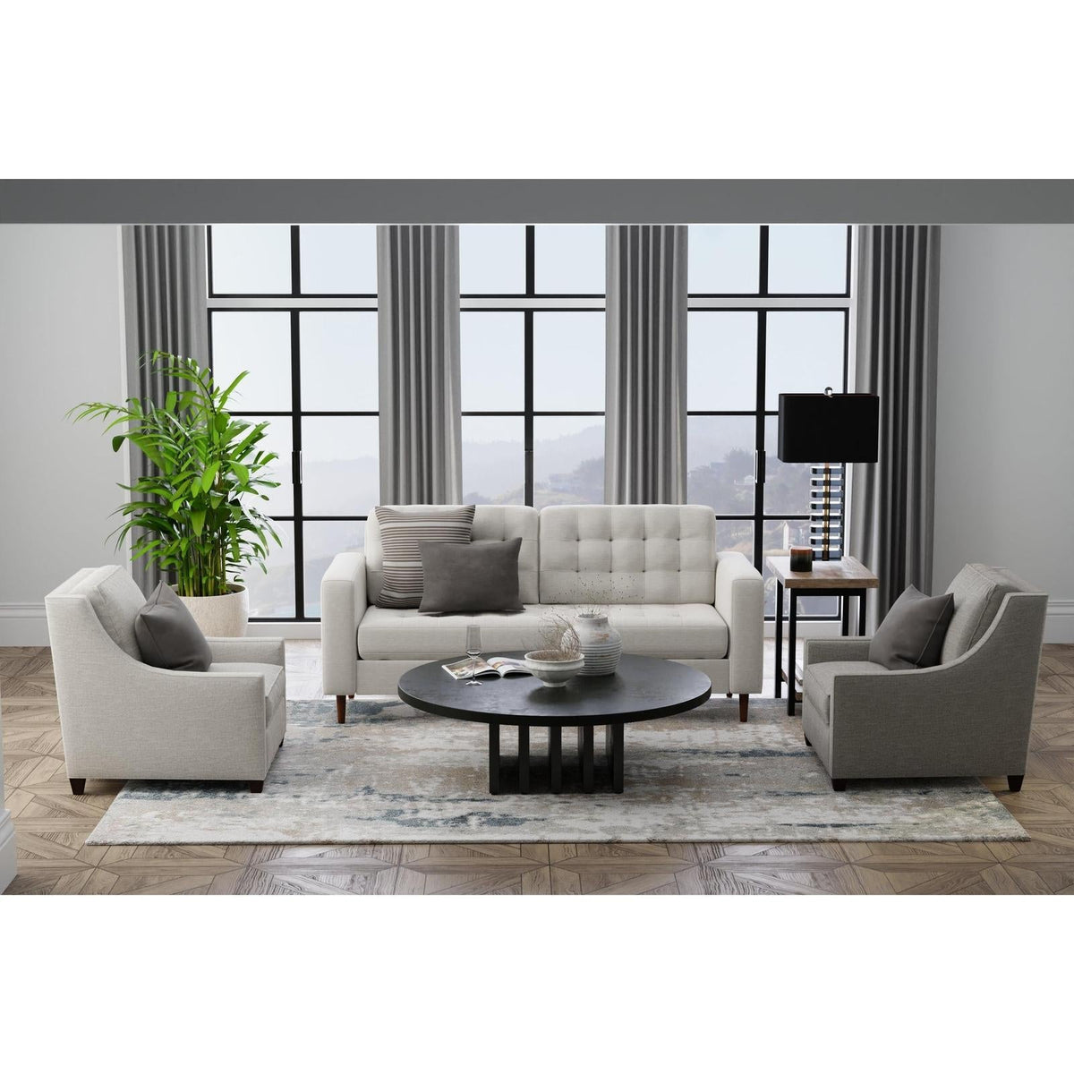 Feizy Richmond 39R6F Modern Abstract Rug in Gray/White/Blue
