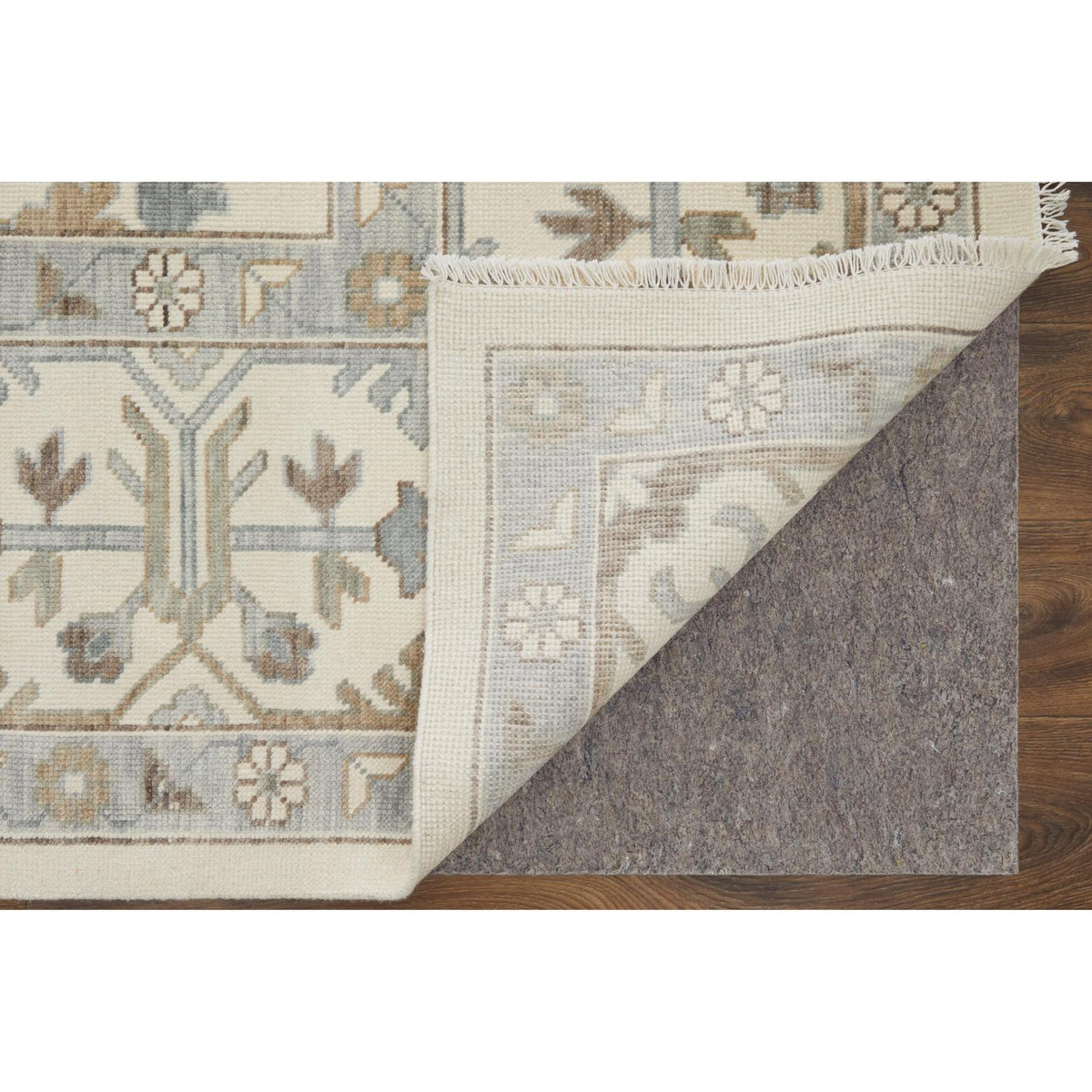 Feizy Karina 69G5F Transitional Floral & Botanical Rug in Ivory/Gray/Brown