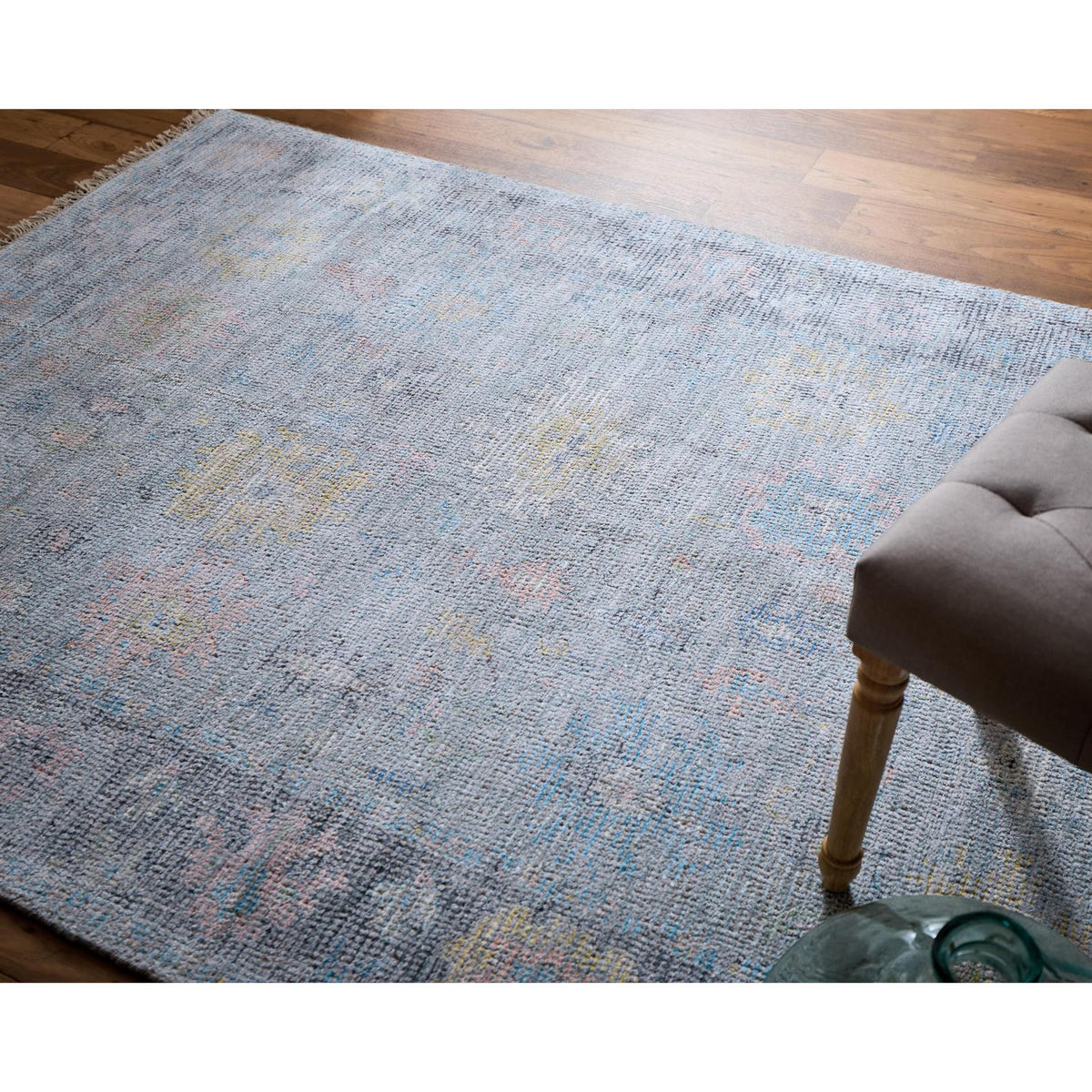 Feizy Caldwell 8979F Transitional Floral & Botanical Rug in Blue/Yellow/Orange