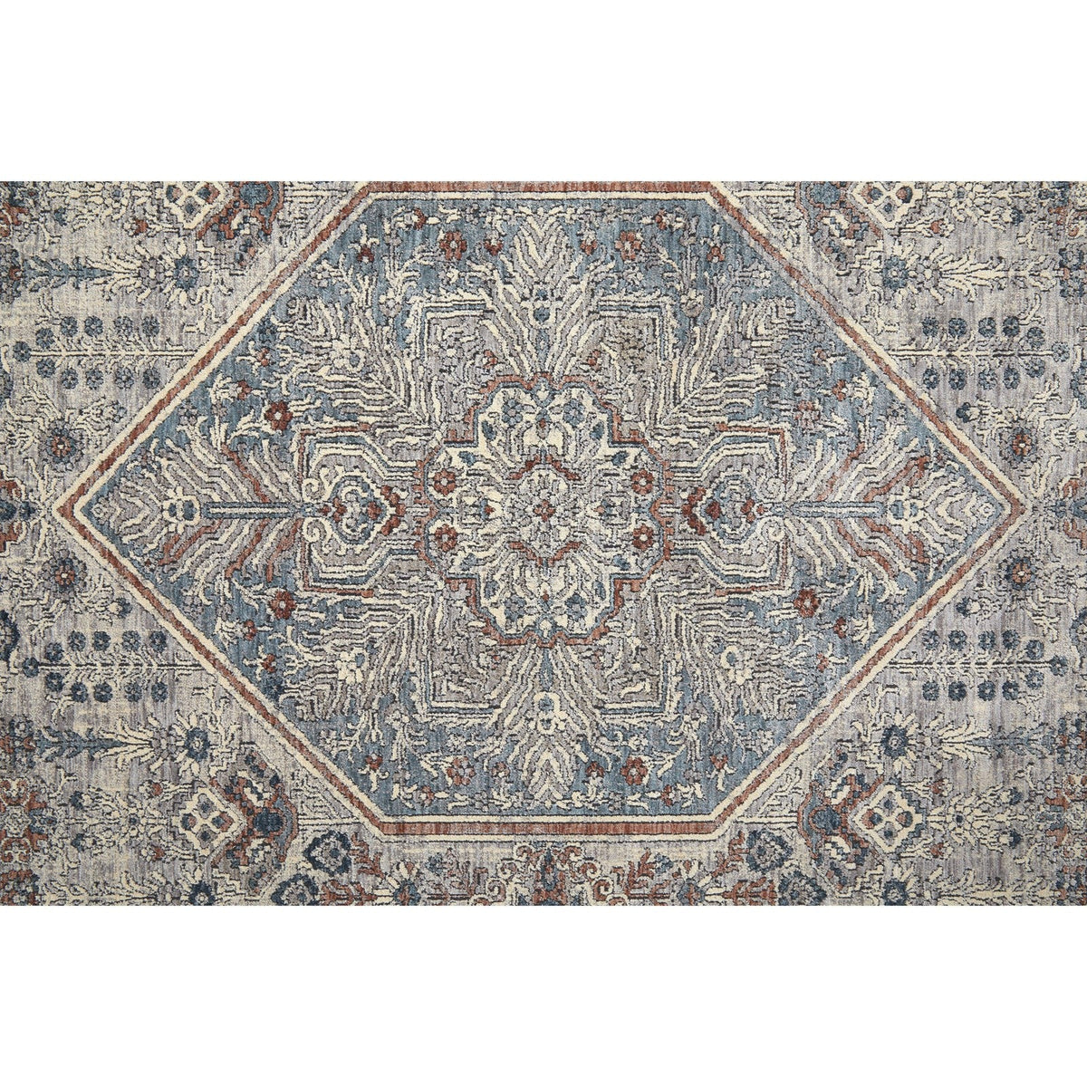 Feizy Marquette 39GUF Transitional Medallion in Blue/Ivory