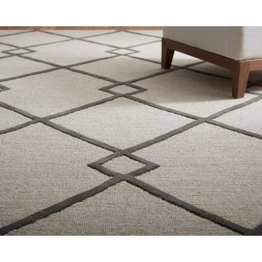 Feizy Kimball 8A36F Transitional Trellis & Lattice Rug in Ivory/Gray/Tan