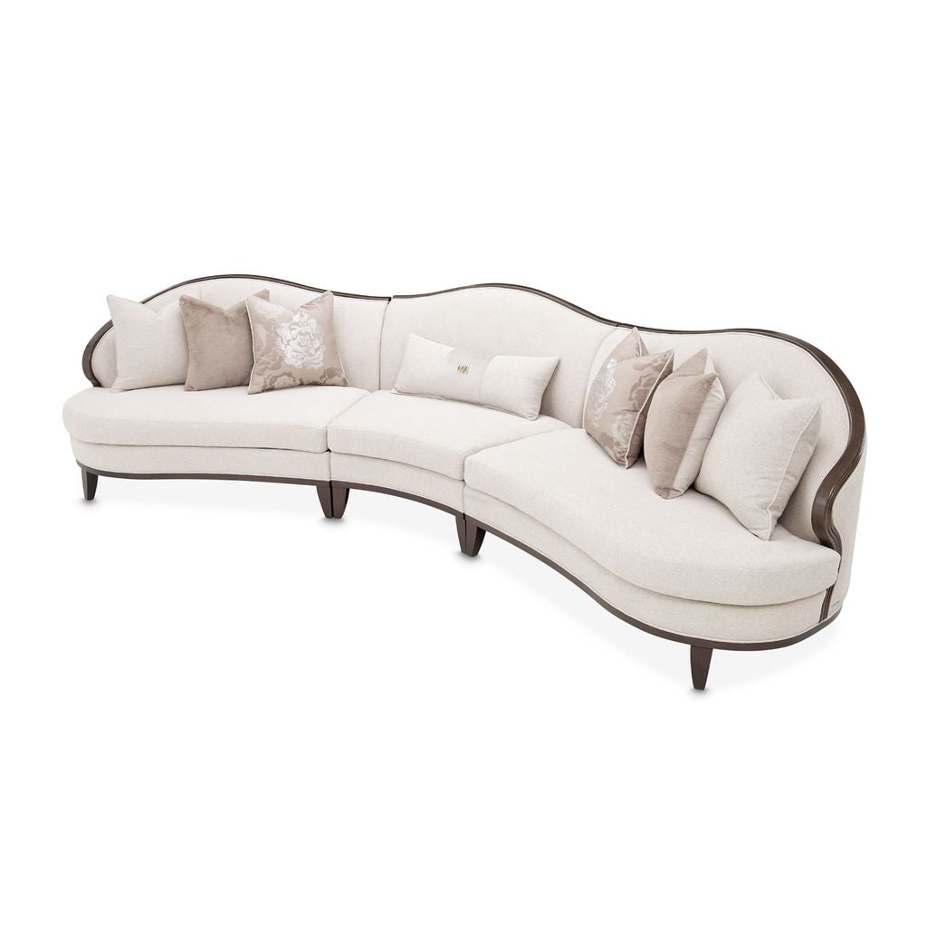 Michael Amini Camellia Field 3-Piece Chenille Sofa - Linen/Warm Pecan