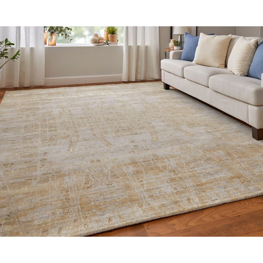 Feizy Eastfield 69FPF Modern Abstract in Yellow/Ivory/Gold