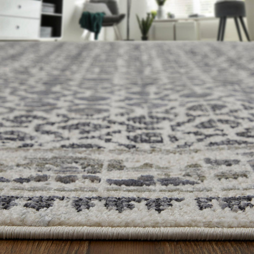Feizy Kano 3874F Transitional Distressed Rug in Ivory/Taupe/Gray