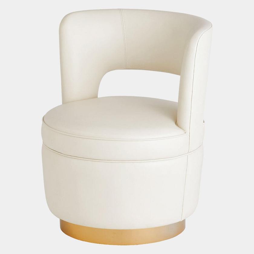 Global Views Milk Leather Stella Swivel Chair by Ashley Childers