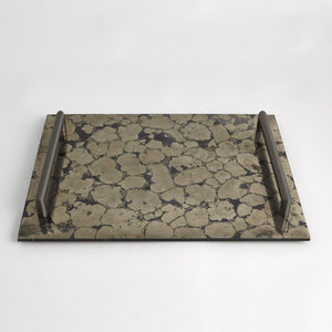 Global Views Bergen Pyrite Tray with Bronze Handles