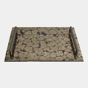 Global Views Bergen Pyrite Tray with Bronze Handles