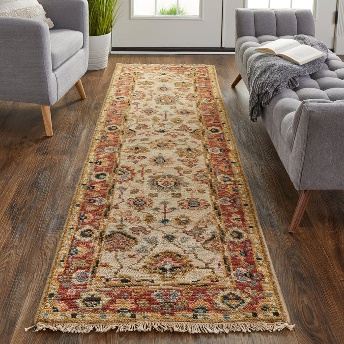 Feizy Carrington 6805F Traditional Oriental in Ivory/Red/Blue