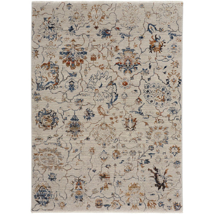 Feizy Kaia 39GPF Transitional Floral & Botanical in Ivory/Orange/Blue