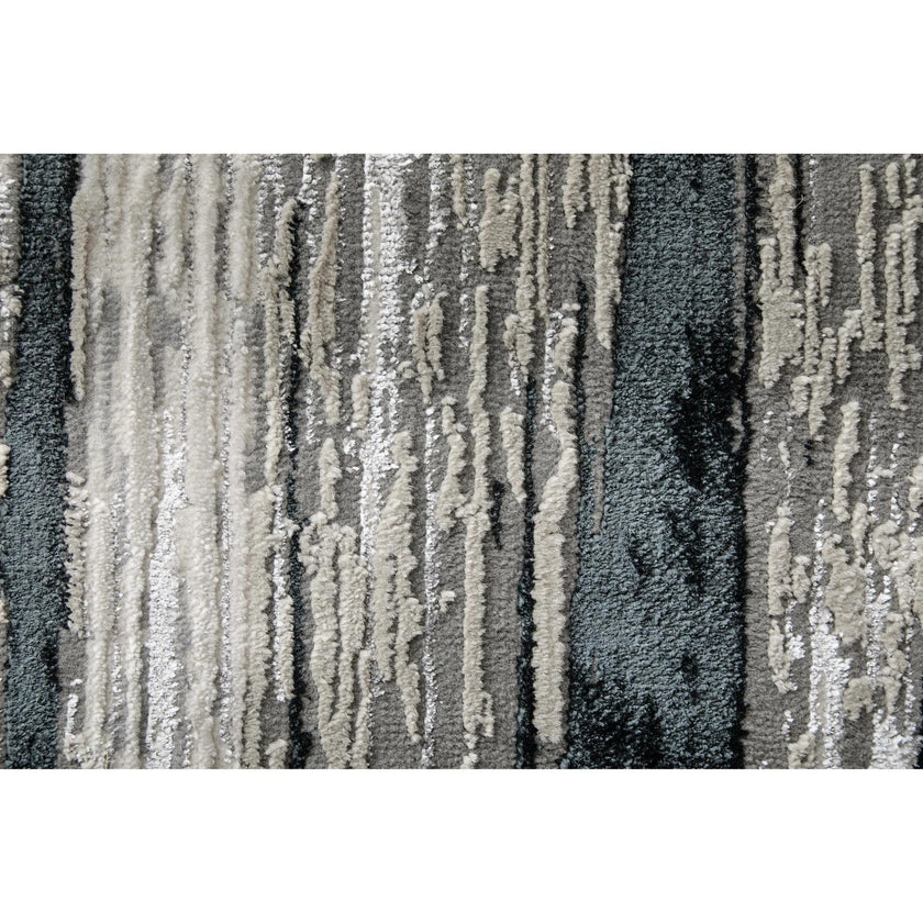 Feizy Micah 3338F Modern Abstract Rug in Black/Silver/Gray