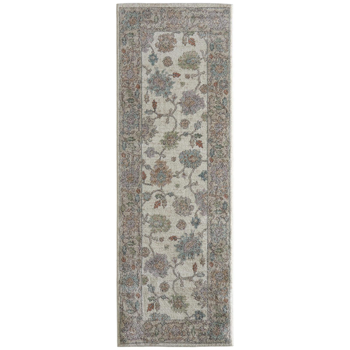Feizy Dartmouth 39QJF Transitional Floral & Botanical Rug in Ivory/Brown/Blue