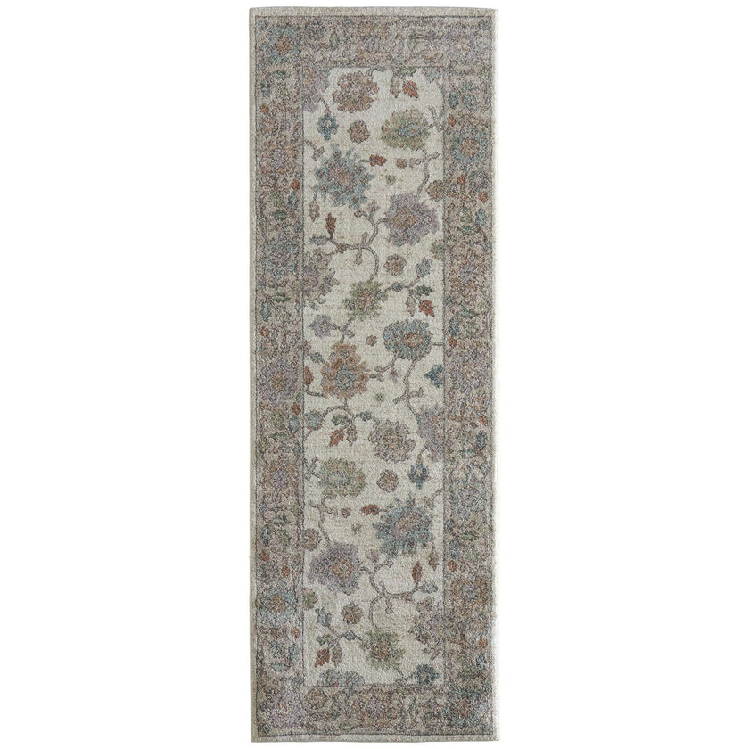 Feizy Dartmouth 39QJF Transitional Floral & Botanical Rug in Ivory/Brown/Blue