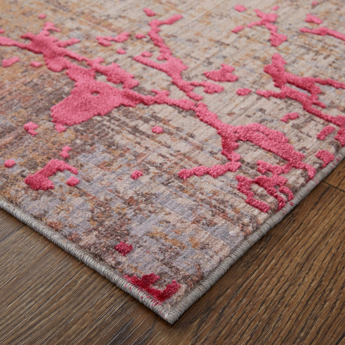Feizy Pryor 39NEF Modern Abstract in Pink/Gray/Taupe