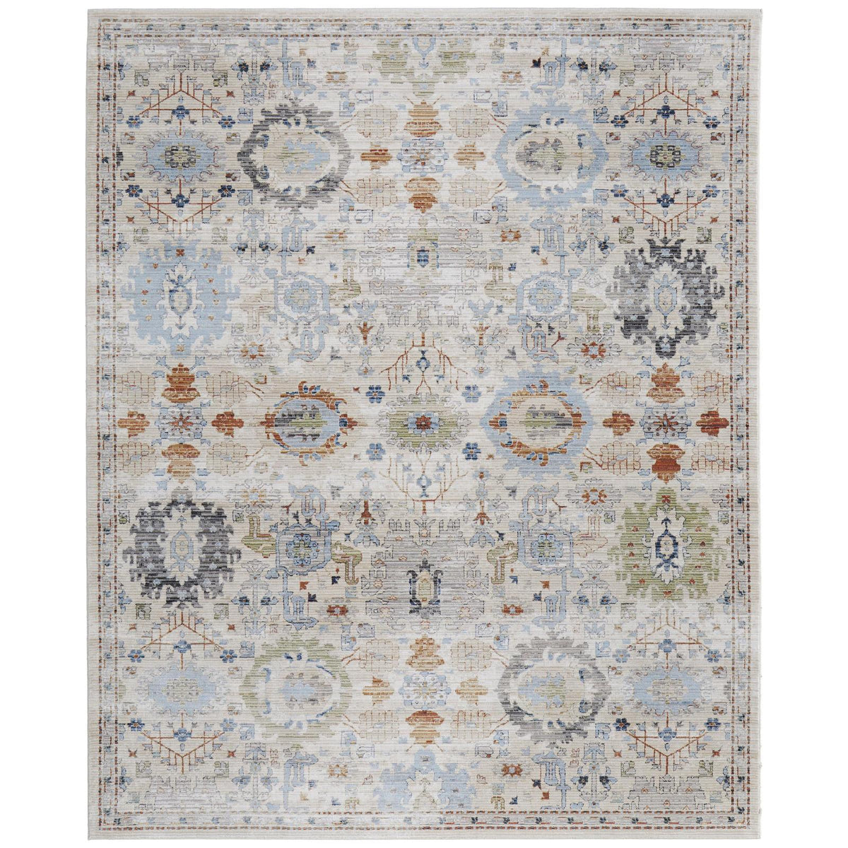 Feizy Melrose 39P5F Traditional Floral & Botanical Rug in Tan/Blue/Red
