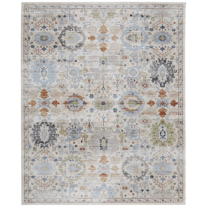 Feizy Melrose 39P5F Traditional Floral & Botanical Rug in Tan/Blue/Red
