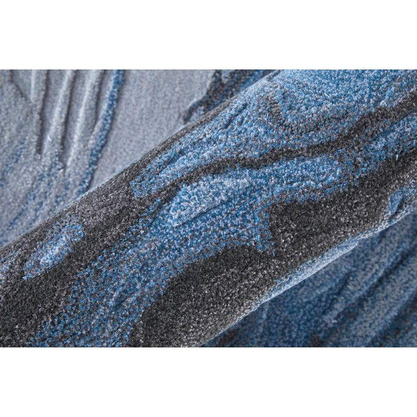 Feizy Kawai 8983F Modern Abstract Rug in Blue/Black/Gray