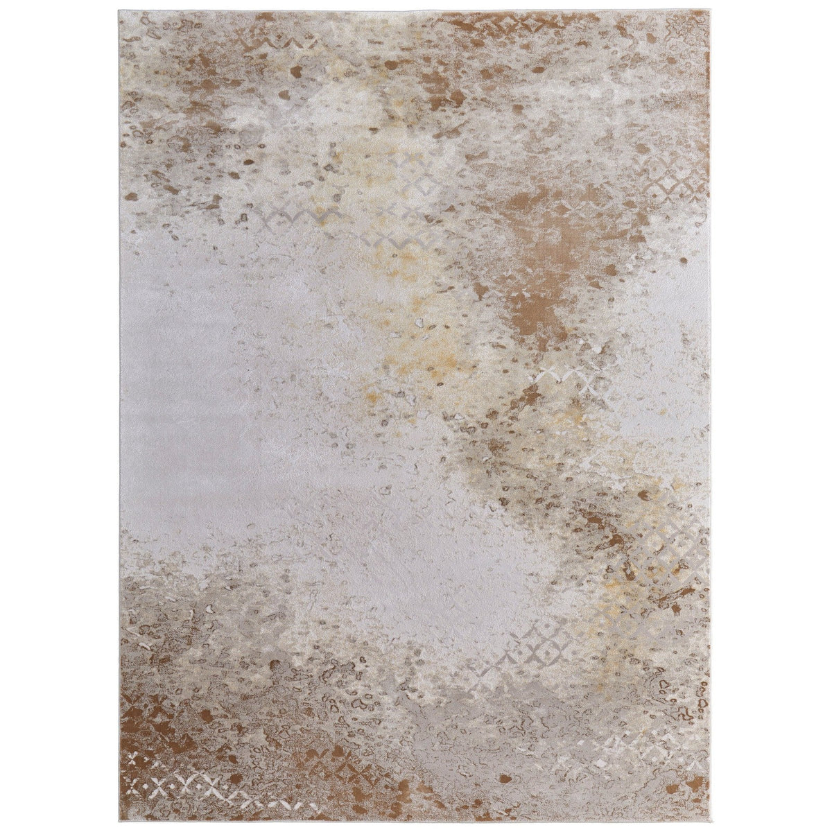Feizy Waldor 39NCF Modern Watercolor in Brown/Tan/Ivory