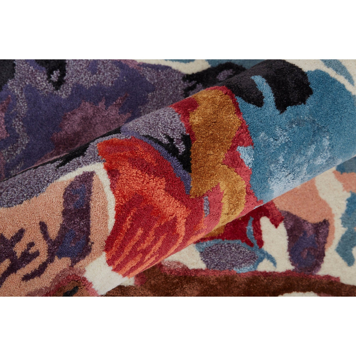 Feizy Dafney 8863F Transitional Floral & Botanical in Red/Blue/Purple