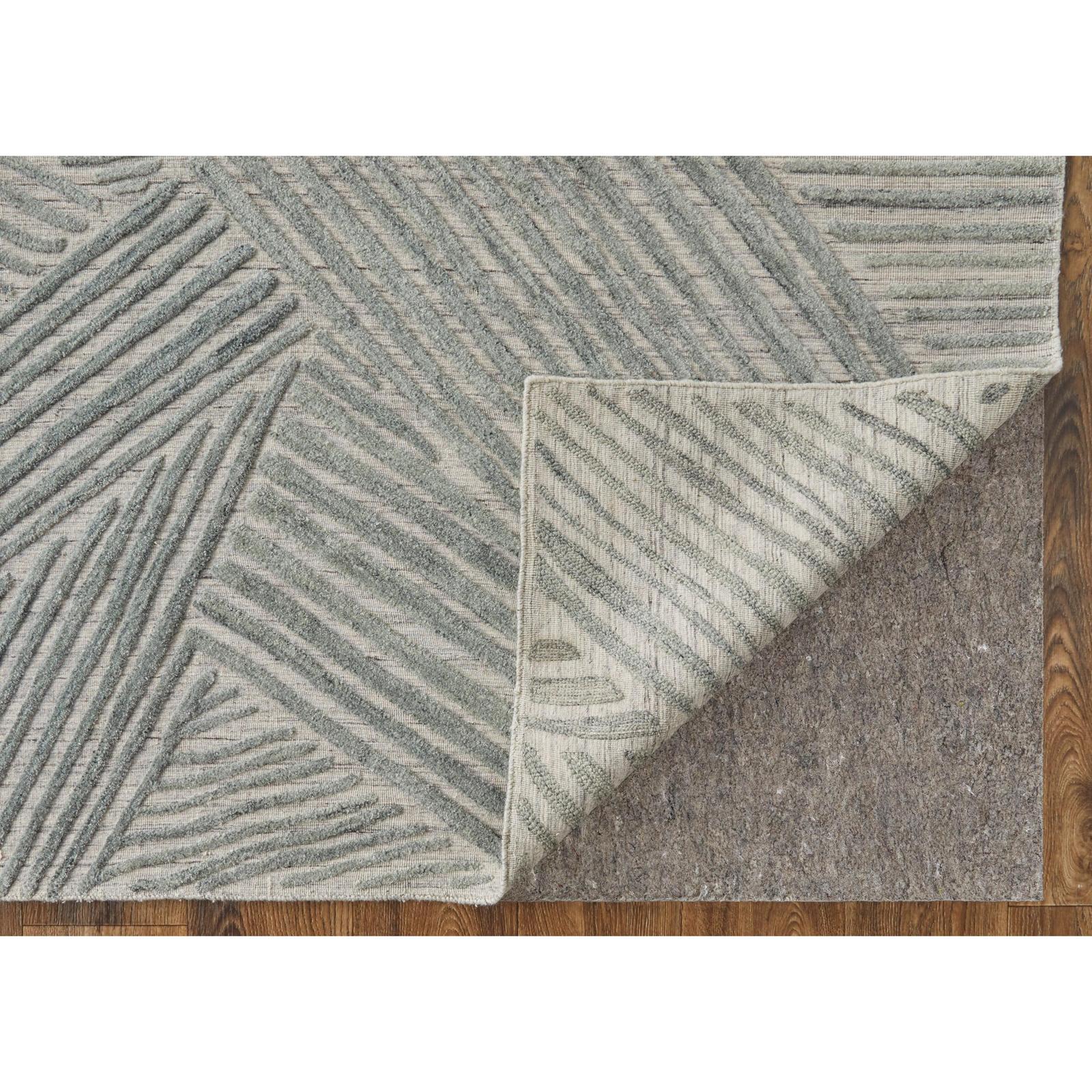 Feizy Elias 69FYF Modern Abstract Rug in Green/Ivory/Tan