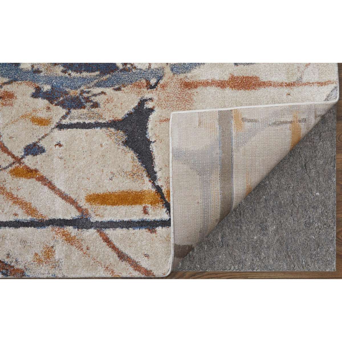 Feizy Gilmore 39MPF Modern Watercolor Rug in Blue/Orange/Gray