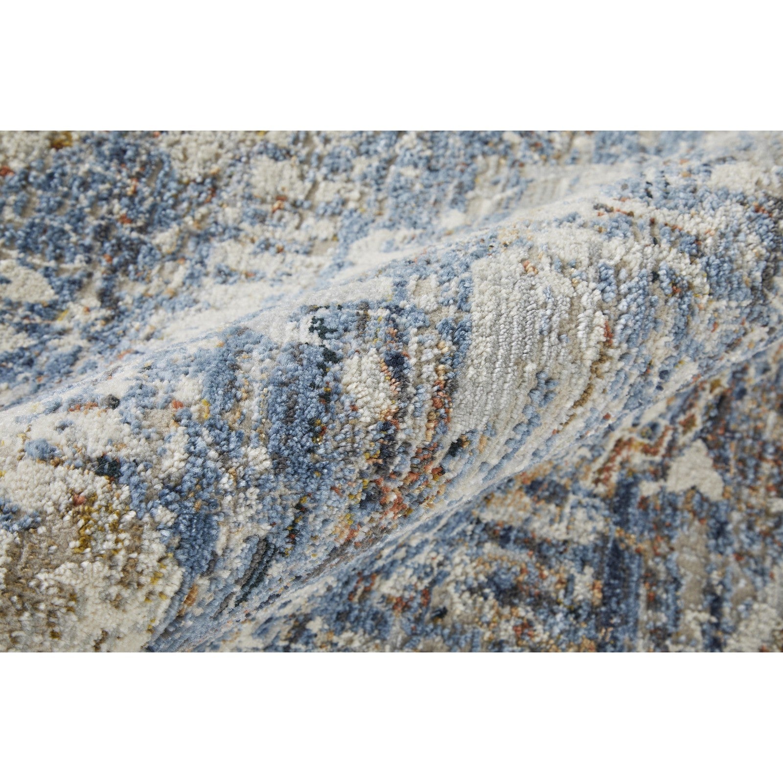 Feizy Kaia 39HWF Transitional Medallion in Ivory/Orange/Blue