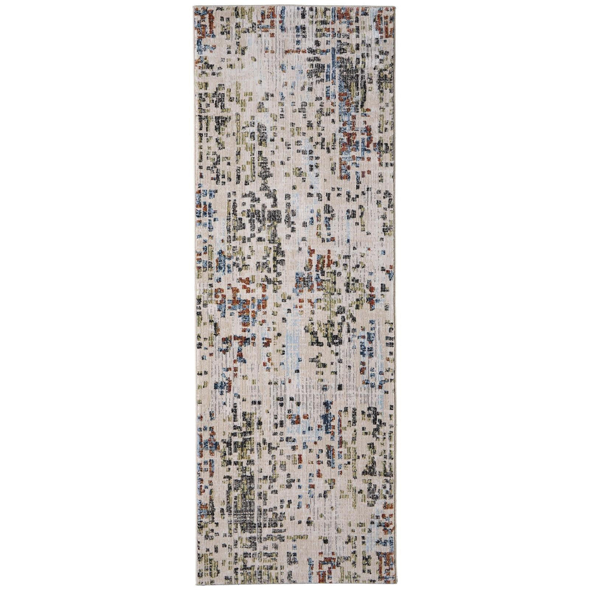 Feizy Sonora 39NVF Modern Abstract Rug in Ivory/Green/Blue