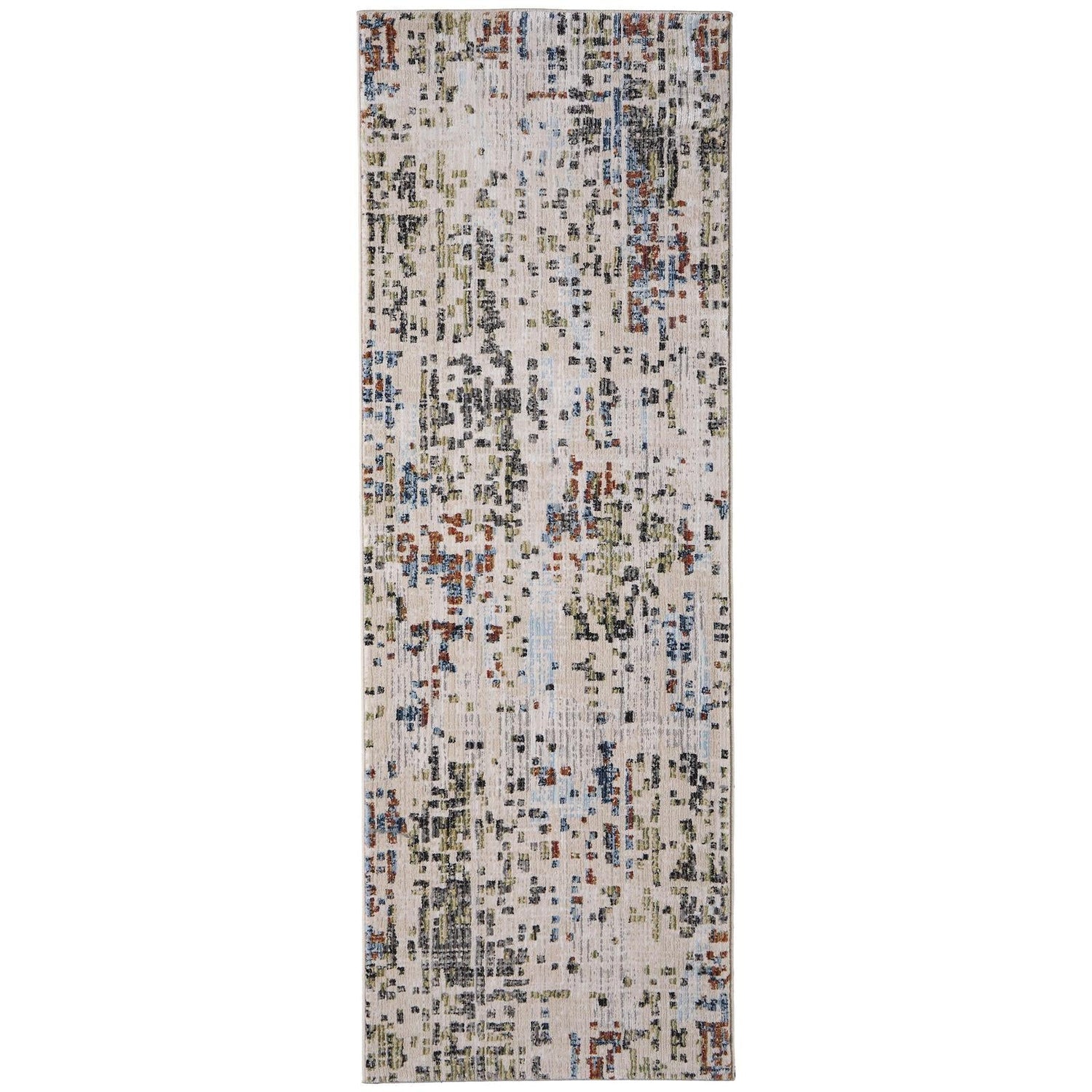 Feizy Sonora 39NVF Modern Abstract Rug in Ivory/Green/Blue