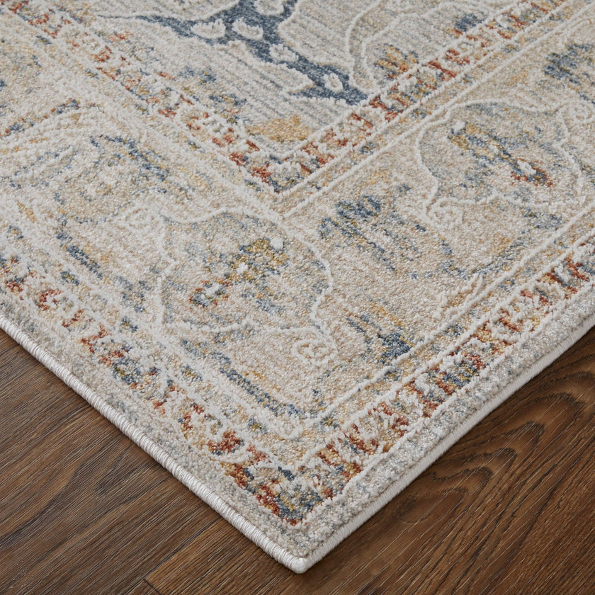 Feizy Pasha 39M4F Transitional Ikat in Ivory/Blue/Taupe